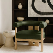 Arienzo Velvet Performance Fabric Upholstered Chair in Green - 33017Green