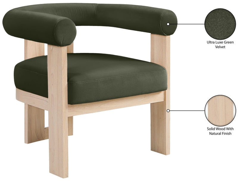 Arienzo Velvet Performance Fabric Upholstered Chair in Green - 33017Green