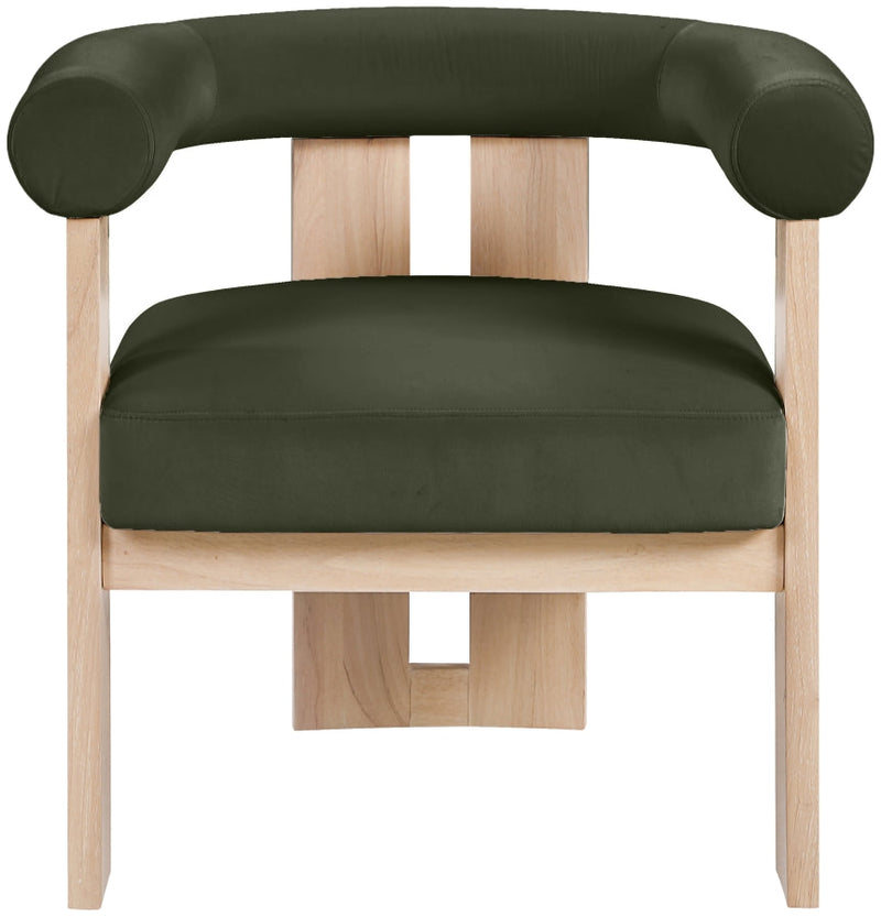 Arienzo Velvet Performance Fabric Upholstered Chair in Green - 33017Green
