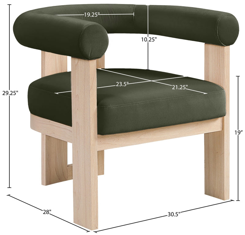Arienzo Velvet Performance Fabric Upholstered Chair in Green - 33017Green