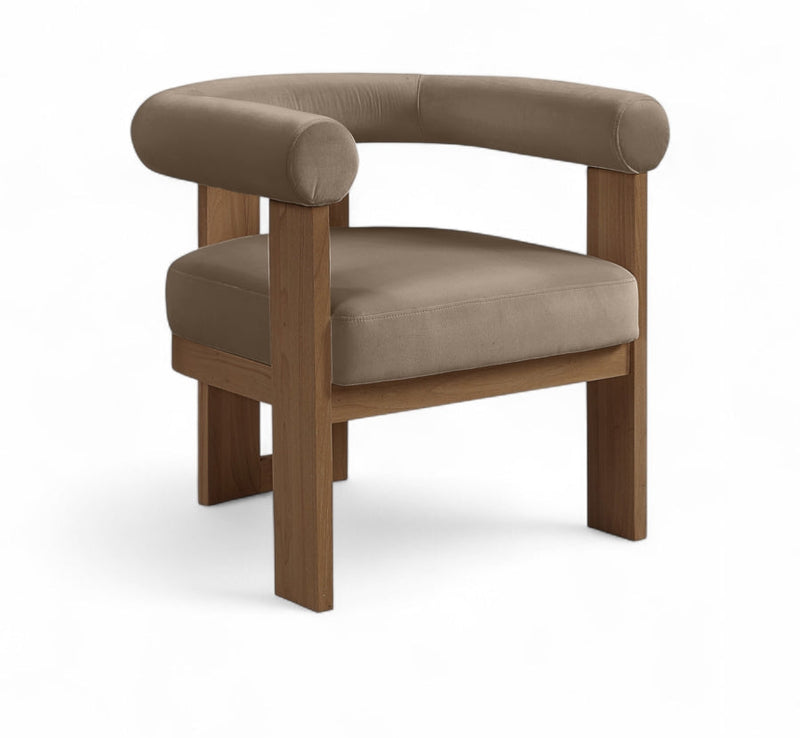 Arienzo Velvet Performance Fabric Upholstered Chair in Taupe - 33016Taupe
