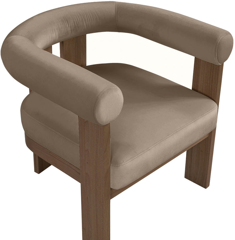 Arienzo Velvet Performance Fabric Upholstered Chair in Taupe - 33016Taupe