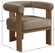 Arienzo Velvet Performance Fabric Upholstered Chair in Taupe - 33016Taupe
