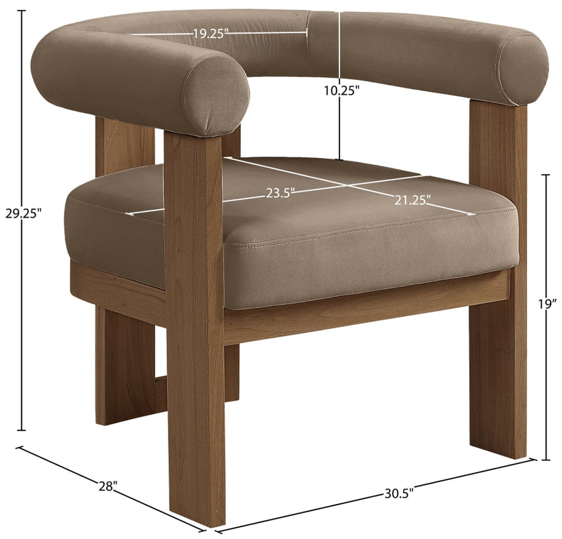 Arienzo Velvet Performance Fabric Upholstered Chair in Taupe - 33016Taupe