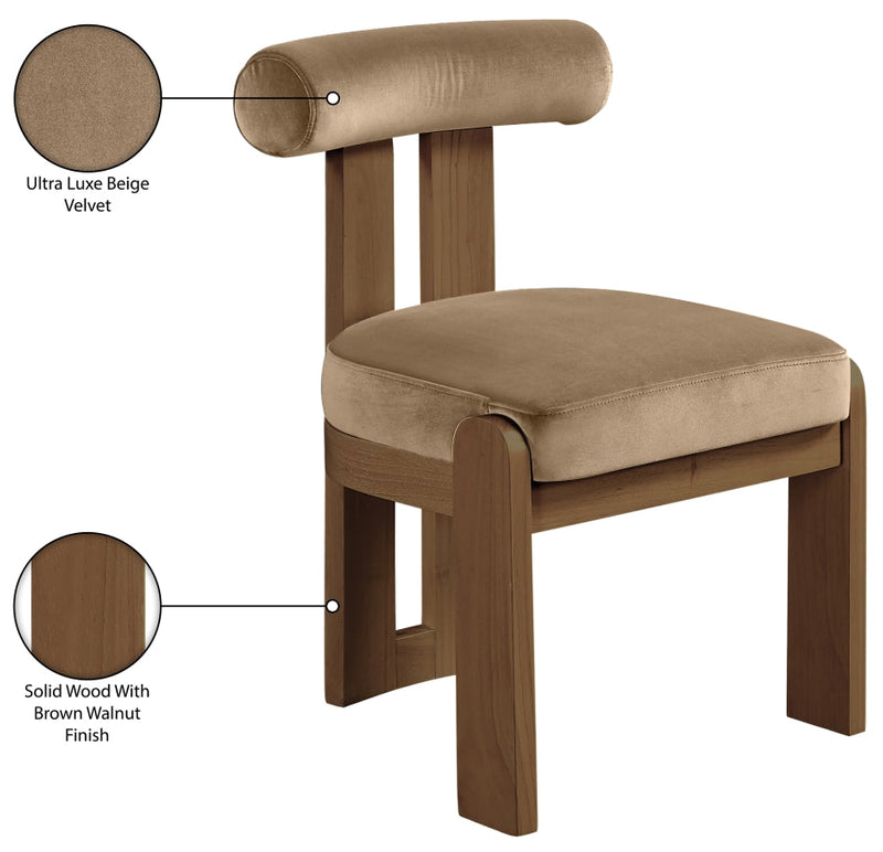 Arienzo Velvet Performance Fabric Upholstered Dining Chair in Beige, Set of 2 - 88023Beige-C