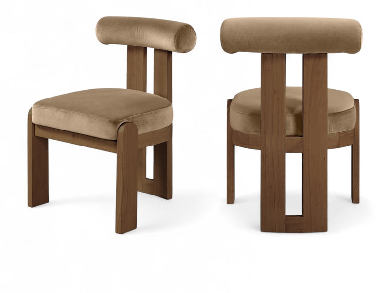 Arienzo Velvet Performance Fabric Upholstered Dining Chair in Beige, Set of 2 - 88023Beige-C