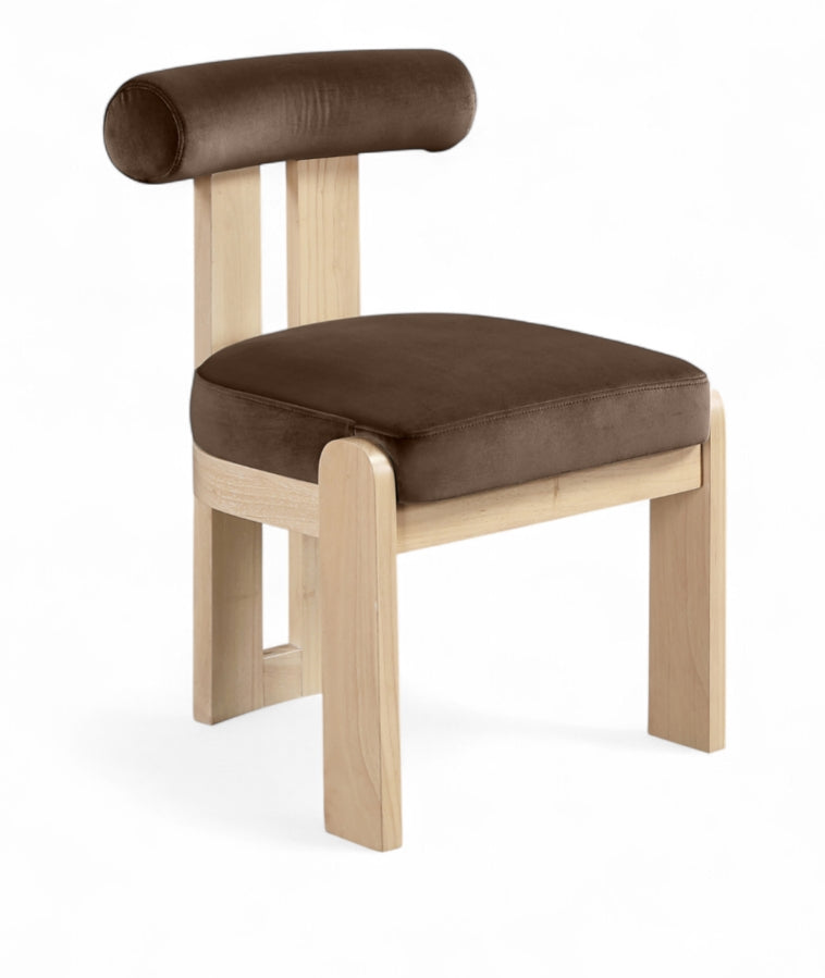 Arienzo Velvet Performance Fabric Upholstered Dining Chair in Brown, Set of 2 - 88024Brown-C