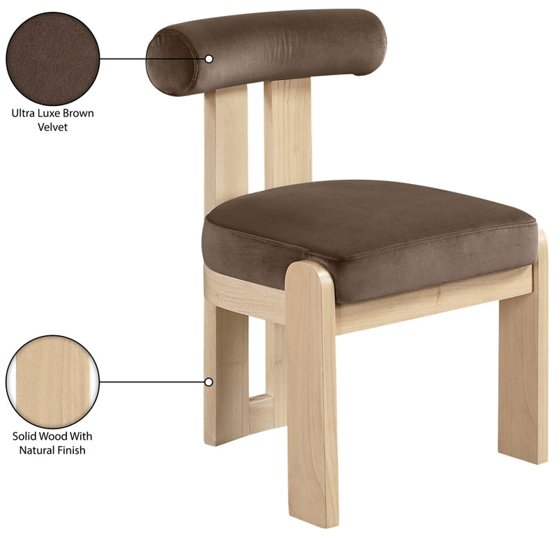 Arienzo Velvet Performance Fabric Upholstered Dining Chair in Brown, Set of 2 - 88024Brown-C
