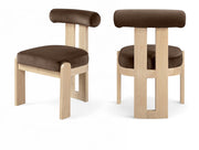 Arienzo Velvet Performance Fabric Upholstered Dining Chair in Brown, Set of 2 - 88024Brown-C