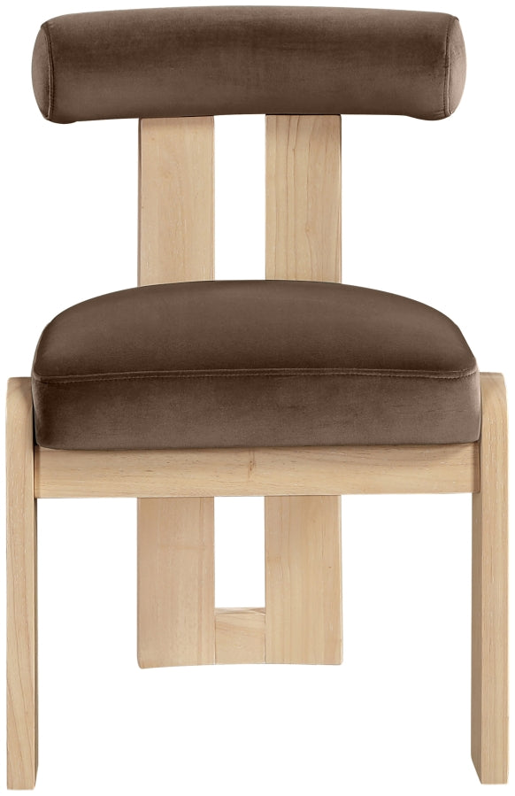 Arienzo Velvet Performance Fabric Upholstered Dining Chair in Brown, Set of 2 - 88024Brown-C
