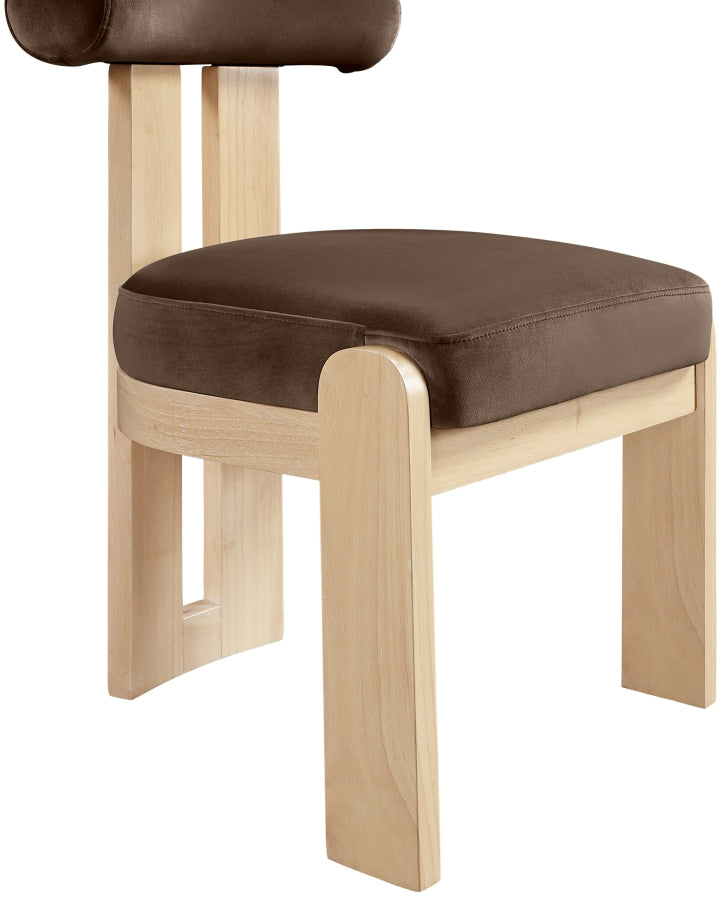 Arienzo Velvet Performance Fabric Upholstered Dining Chair in Brown, Set of 2 - 88024Brown-C