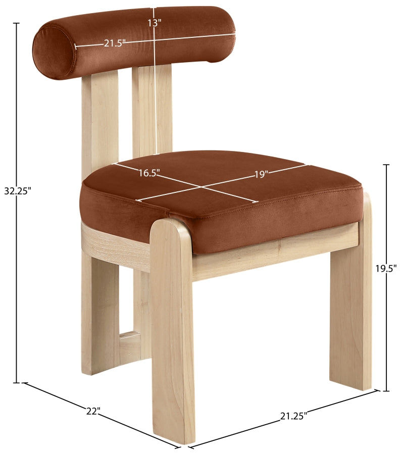 Arienzo Velvet Performance Fabric Upholstered Dining Chair in Cognac, Set of 2 - 88024Cognac-C