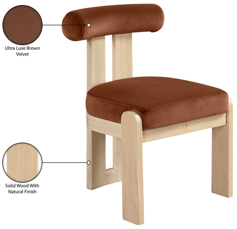 Arienzo Velvet Performance Fabric Upholstered Dining Chair in Cognac, Set of 2 - 88024Cognac-C