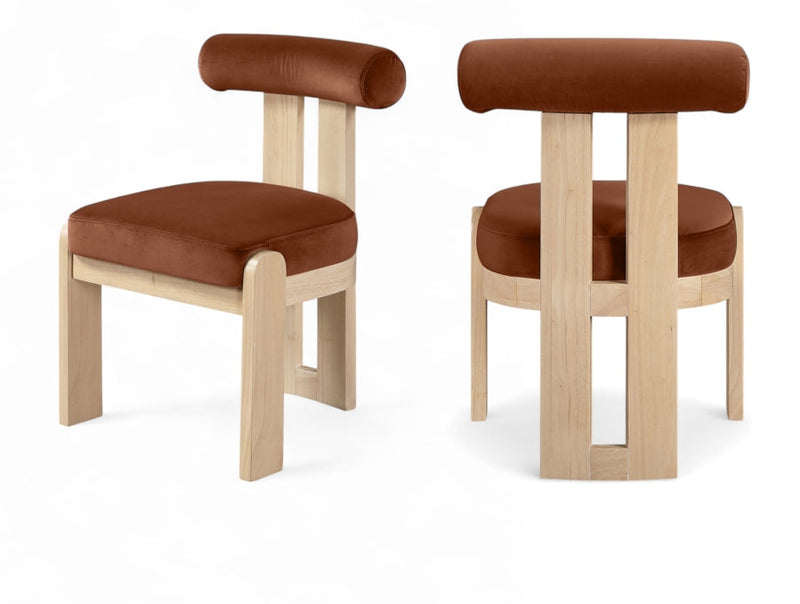 Arienzo Velvet Performance Fabric Upholstered Dining Chair in Cognac, Set of 2 - 88024Cognac-C