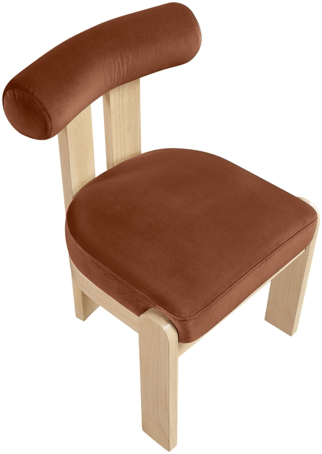 Arienzo Velvet Performance Fabric Upholstered Dining Chair in Cognac, Set of 2 - 88024Cognac-C