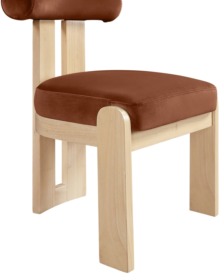 Arienzo Velvet Performance Fabric Upholstered Dining Chair in Cognac, Set of 2 - 88024Cognac-C
