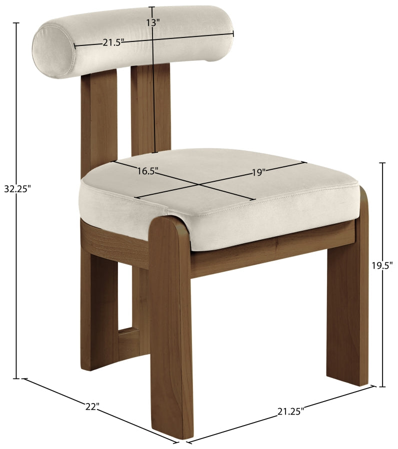Arienzo Velvet Performance Fabric Upholstered Dining Chair in Cream, Set of 2 - 88023Cream-C