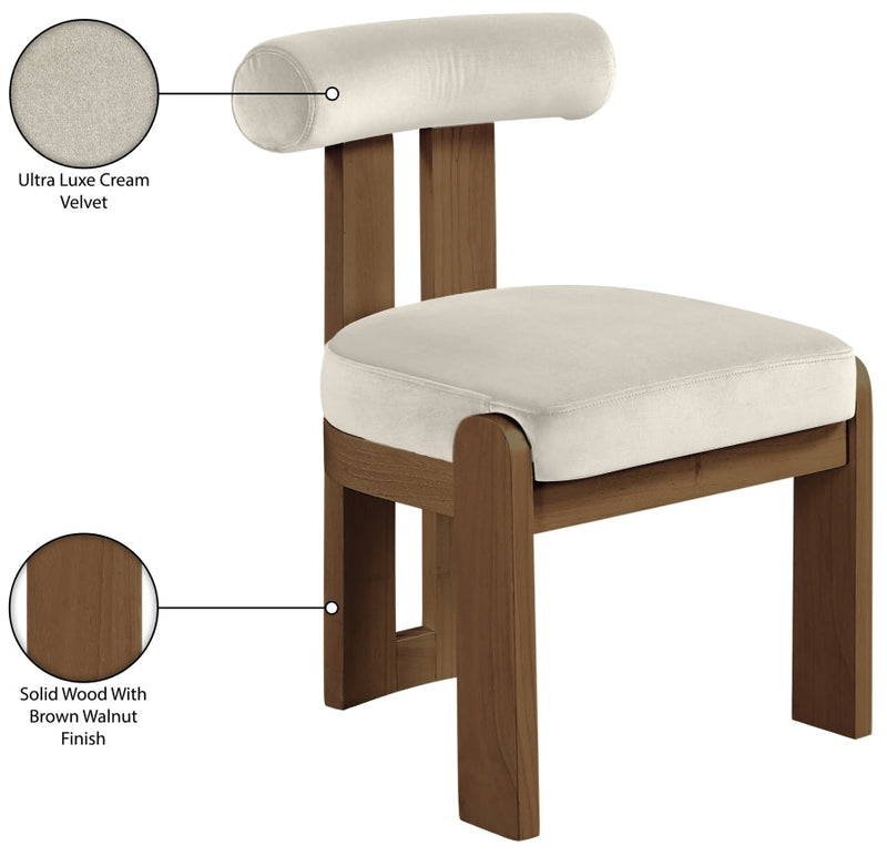 Arienzo Velvet Performance Fabric Upholstered Dining Chair in Cream, Set of 2 - 88023Cream-C