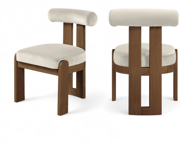 Arienzo Velvet Performance Fabric Upholstered Dining Chair in Cream, Set of 2 - 88023Cream-C