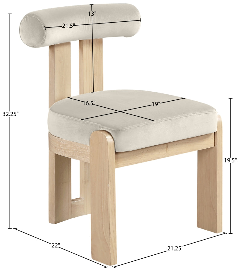 Arienzo Velvet Performance Fabric Upholstered Dining Chair in Cream, Set of 2 - 88024Cream-C