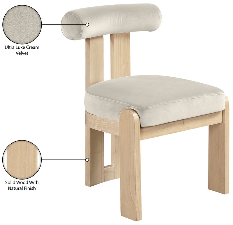 Arienzo Velvet Performance Fabric Upholstered Dining Chair in Cream, Set of 2 - 88024Cream-C