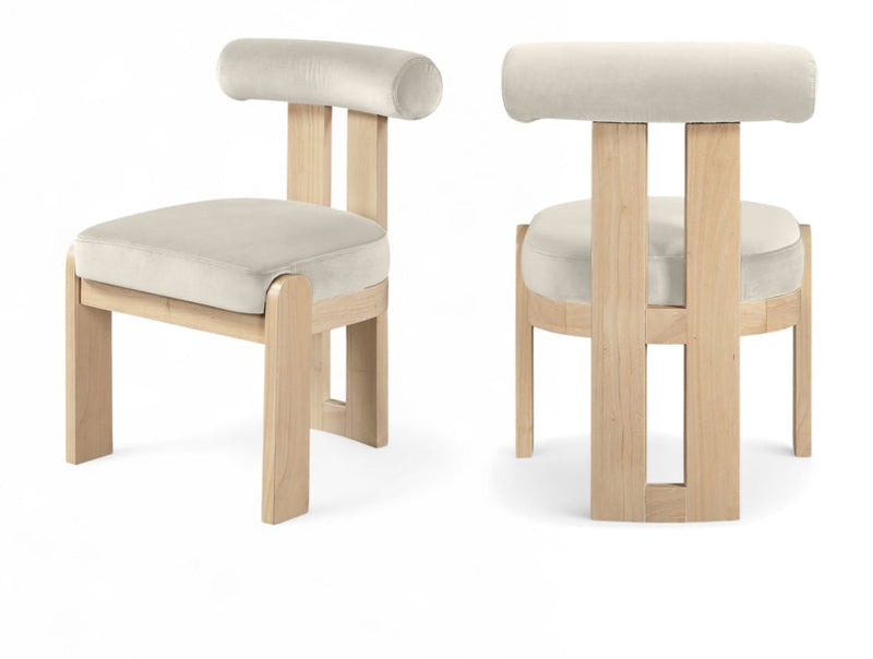 Arienzo Velvet Performance Fabric Upholstered Dining Chair in Cream, Set of 2 - 88024Cream-C