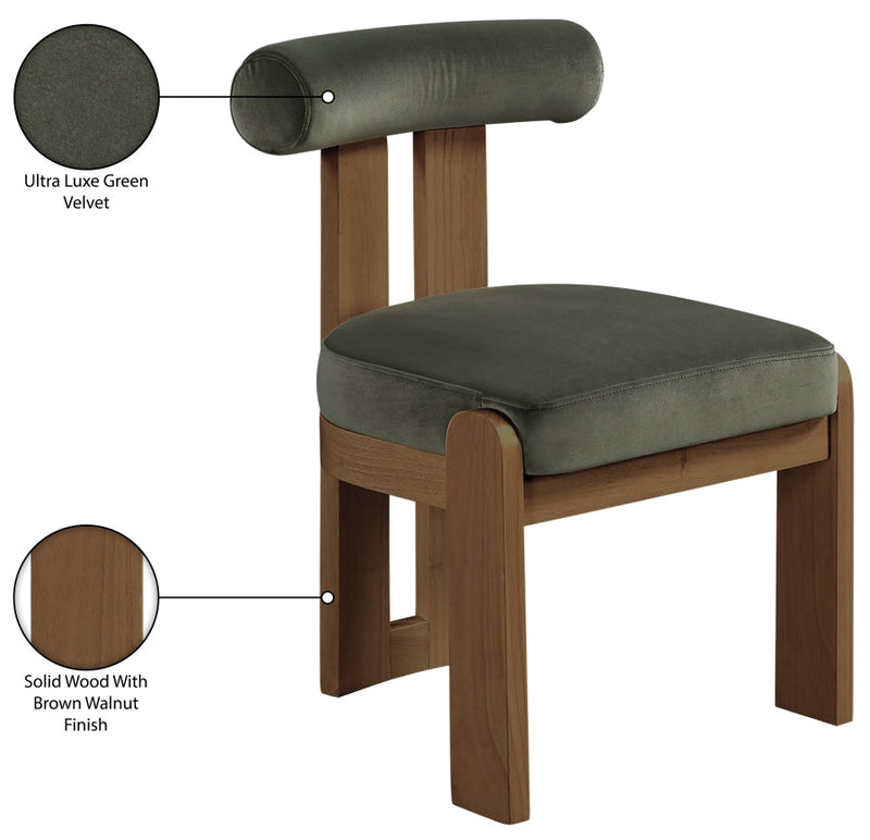 Arienzo Velvet Performance Fabric Upholstered Dining Chair in Green, Set of 2 - 88023Green-C