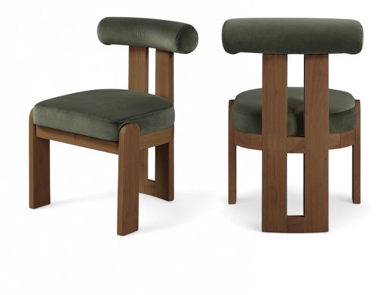 Arienzo Velvet Performance Fabric Upholstered Dining Chair in Green, Set of 2 - 88023Green-C