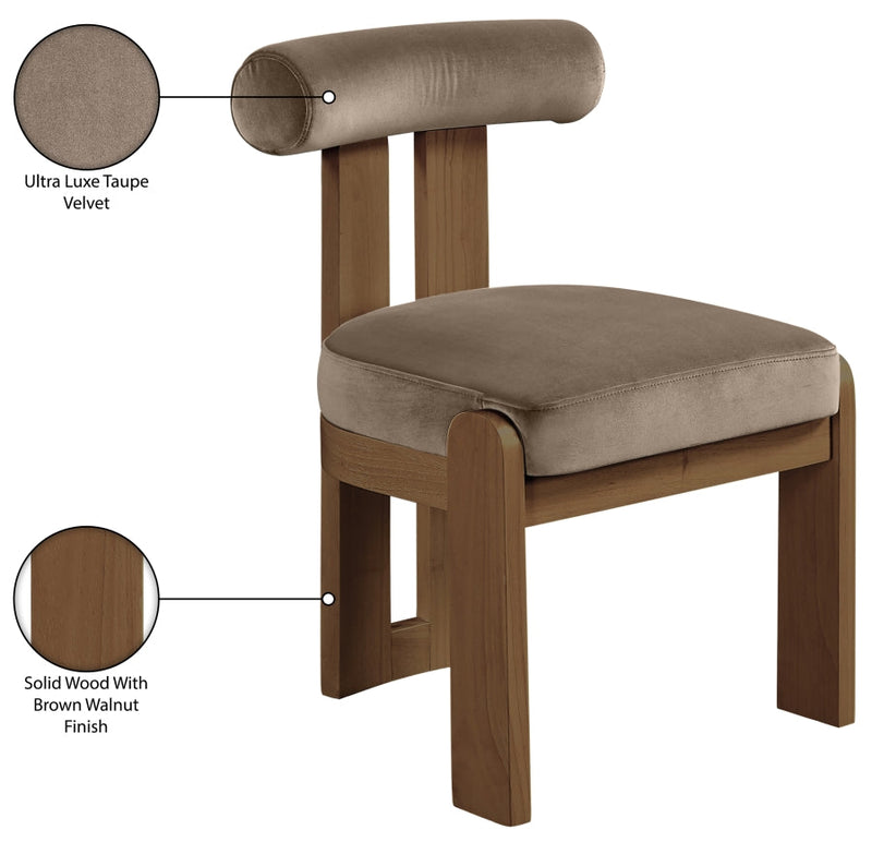 Arienzo Velvet Performance Fabric Upholstered Dining Chair in Taupe, Set of 2 - 88023Taupe-C