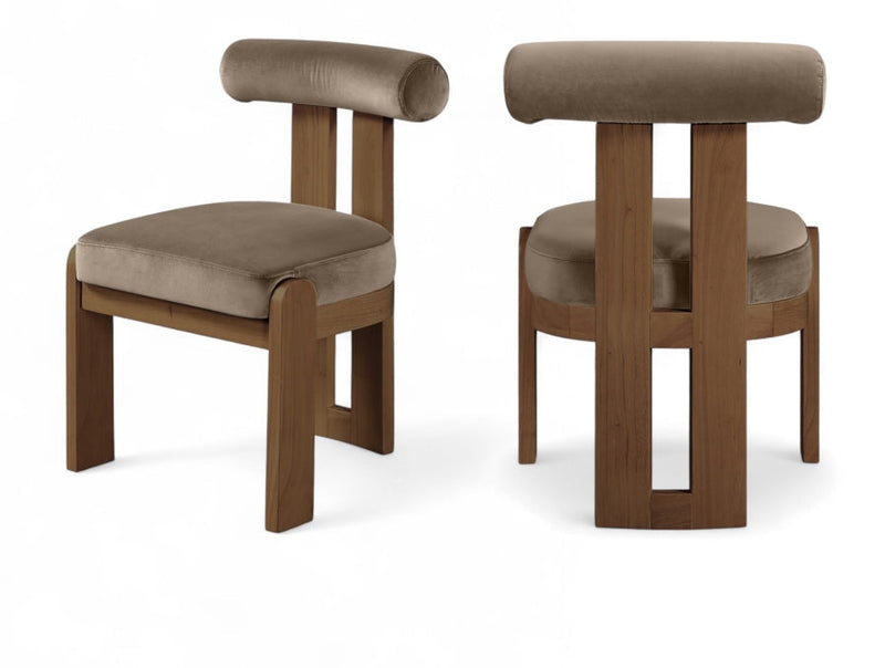Arienzo Velvet Performance Fabric Upholstered Dining Chair in Taupe, Set of 2 - 88023Taupe-C
