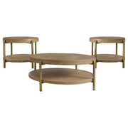 Arini 3-piece Round Coffee and End Table Set Sand Wash - 706188-S3