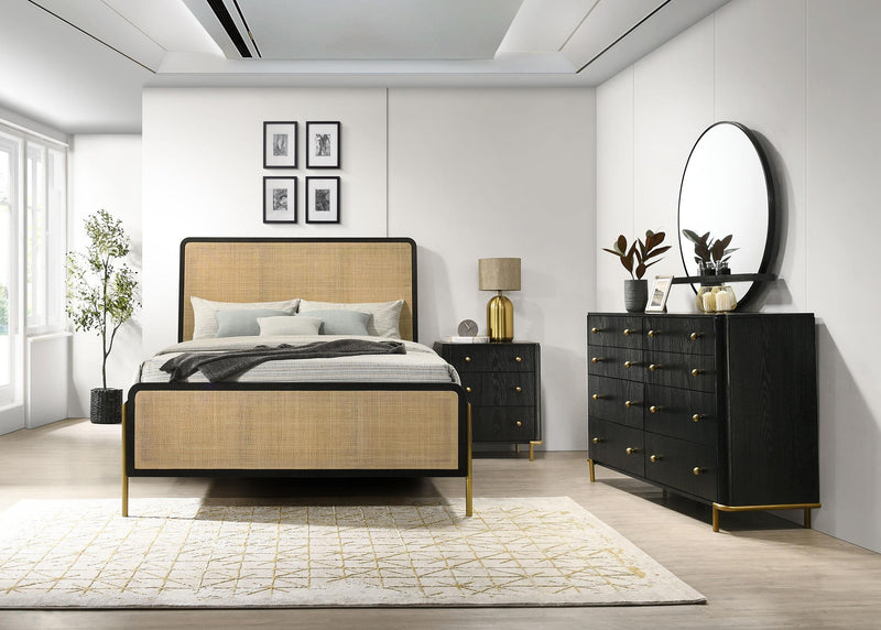 Arini 4-piece Eastern King Bedroom Set Black and Natural - 224330KE-S4