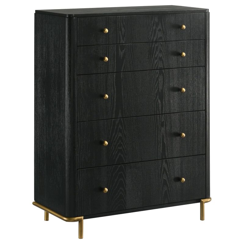 Arini 5-piece Eastern King Bedroom Set Cream and Black - 224331KECRM-S5