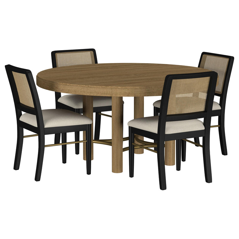 Arini 5-piece Round Dining Table Set Sand Wash and Black - 108930-S5B