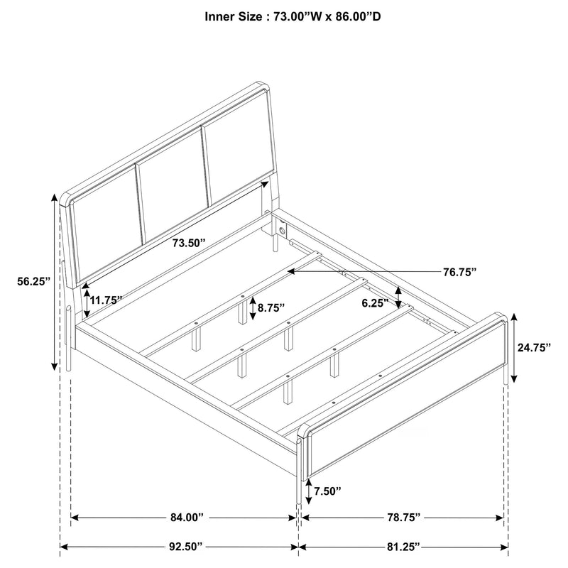 Arini 56-inch California King Panel Bed Cream and Sand Wash - 224301KWCRM