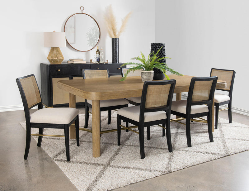 Arini 7-piece Extension Leaf Dining Table Set Sand Wash and Black - 108931-S7B