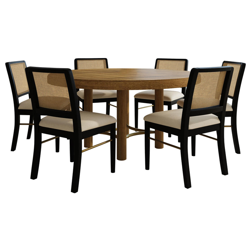 Arini 7-piece Round Dining Table Set Sand Wash and Black - 108930-S7B