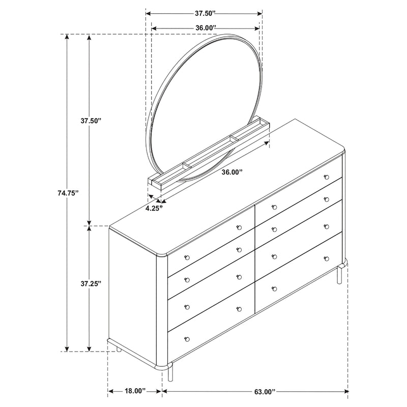 Arini 8-drawer Dresser with Mirror Black - 224333M