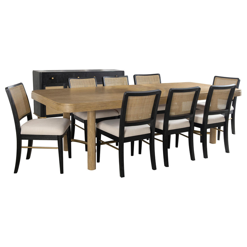 Arini 9-piece Extension Leaf Dining Table Set Sand Wash and Black - 108931-S9B