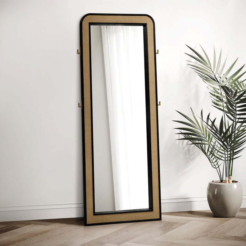Arini Cane Weave Full Length Standing Floor Mirror Black - 224339