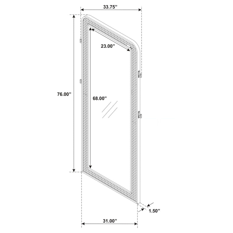Arini Cane Weave Full Length Standing Floor Mirror Sand Wash - 224309