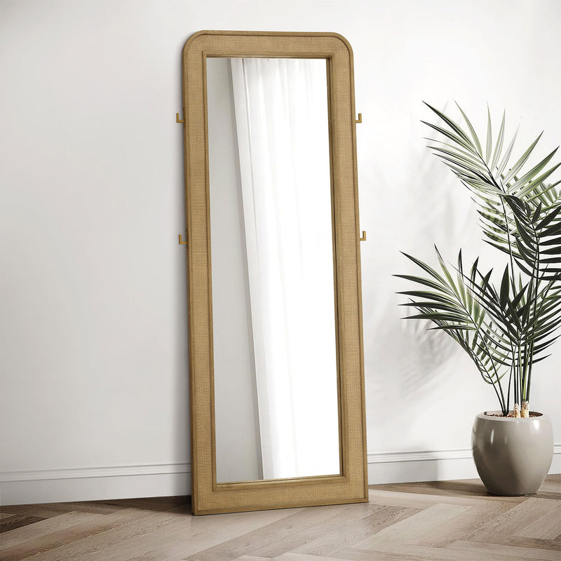 Arini Cane Weave Full Length Standing Floor Mirror Sand Wash - 224309