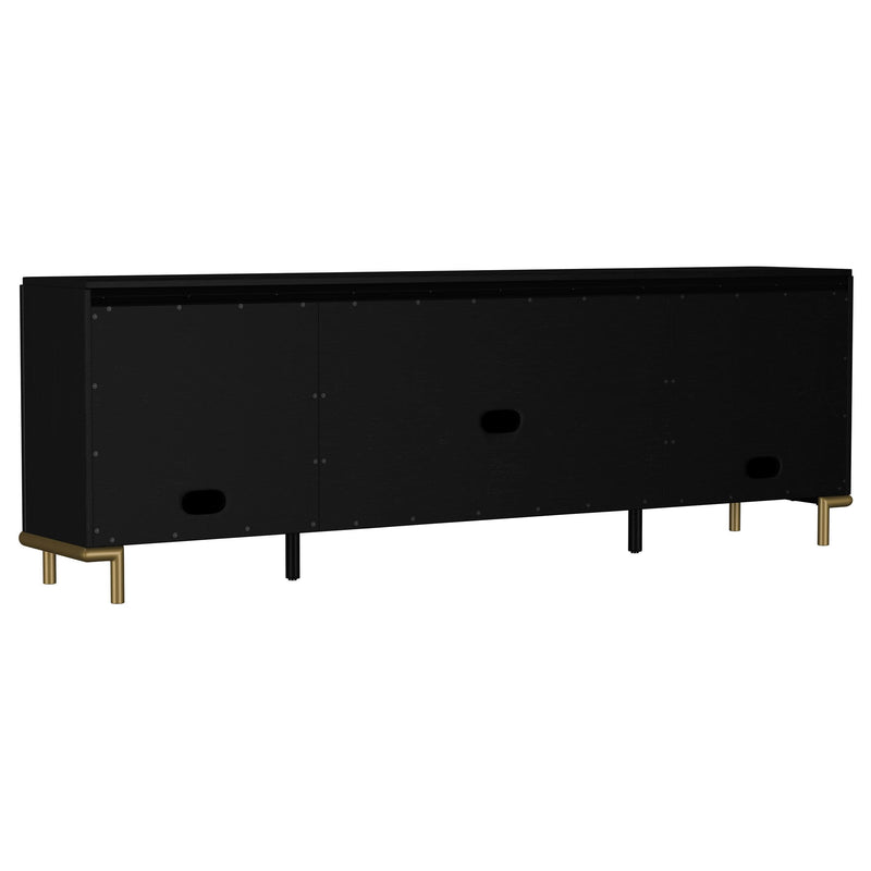 Arini Rattan Cane 2-door TV Stand Media Console Black - 720263