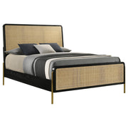 Arini Rattan Eastern King Panel Bed Black and Natural - 224330KE