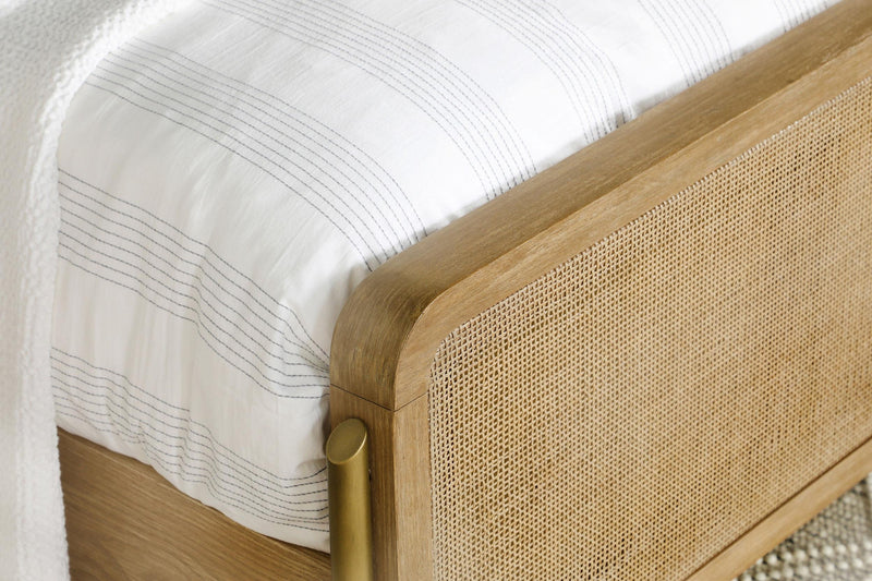 Arini Rattan Queen Panel Bed Sand Wash and Natural Cane - 224300Q
