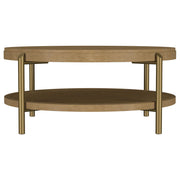 Arini Round Coffee Table With Storage Shelf Sand Wash - 706188