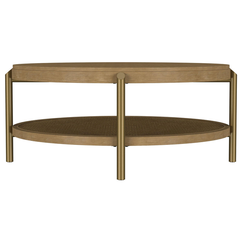 Arini Round Coffee Table With Storage Shelf Sand Wash - 706188