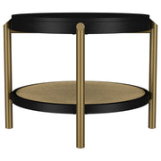 Arini Round End Side Table With Storage Shelf Black - 706197