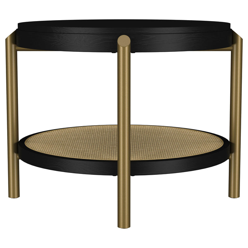 Arini Round End Side Table With Storage Shelf Black - 706197