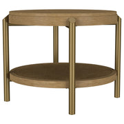 Arini Round End Side Table With Storage Shelf Sand Wash - 706187